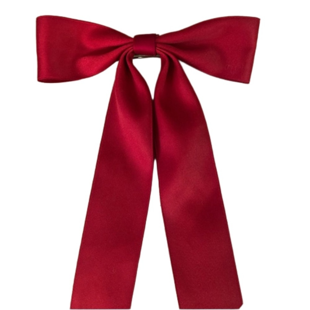 🔥NWT Red adult satin hair bow clip.